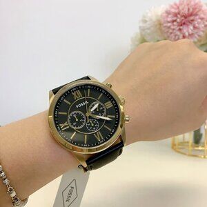 Fossil BQ2823 Flynn Chronograph Black Leather Watch